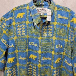 NWT Reyn Spooner UCLA BRUINS Blue Gold Mens Hawaiian Shirt 3XL University Spirit